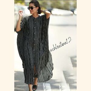 Striped Kaftan In Black